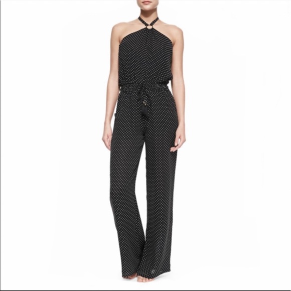 TORY BURCH Milos Polka Dot Halter Jumpsuit Cover Up - Picture 1 of 13